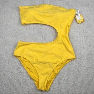 Aerie Yellow One-Shoulder Swim One Piece